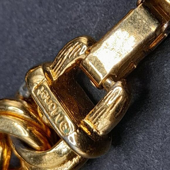 Vintage Monet Gold Plated Link Bracelet, 7 1/2 Inches, Fold Over Clasp - Picture 5 of 11
